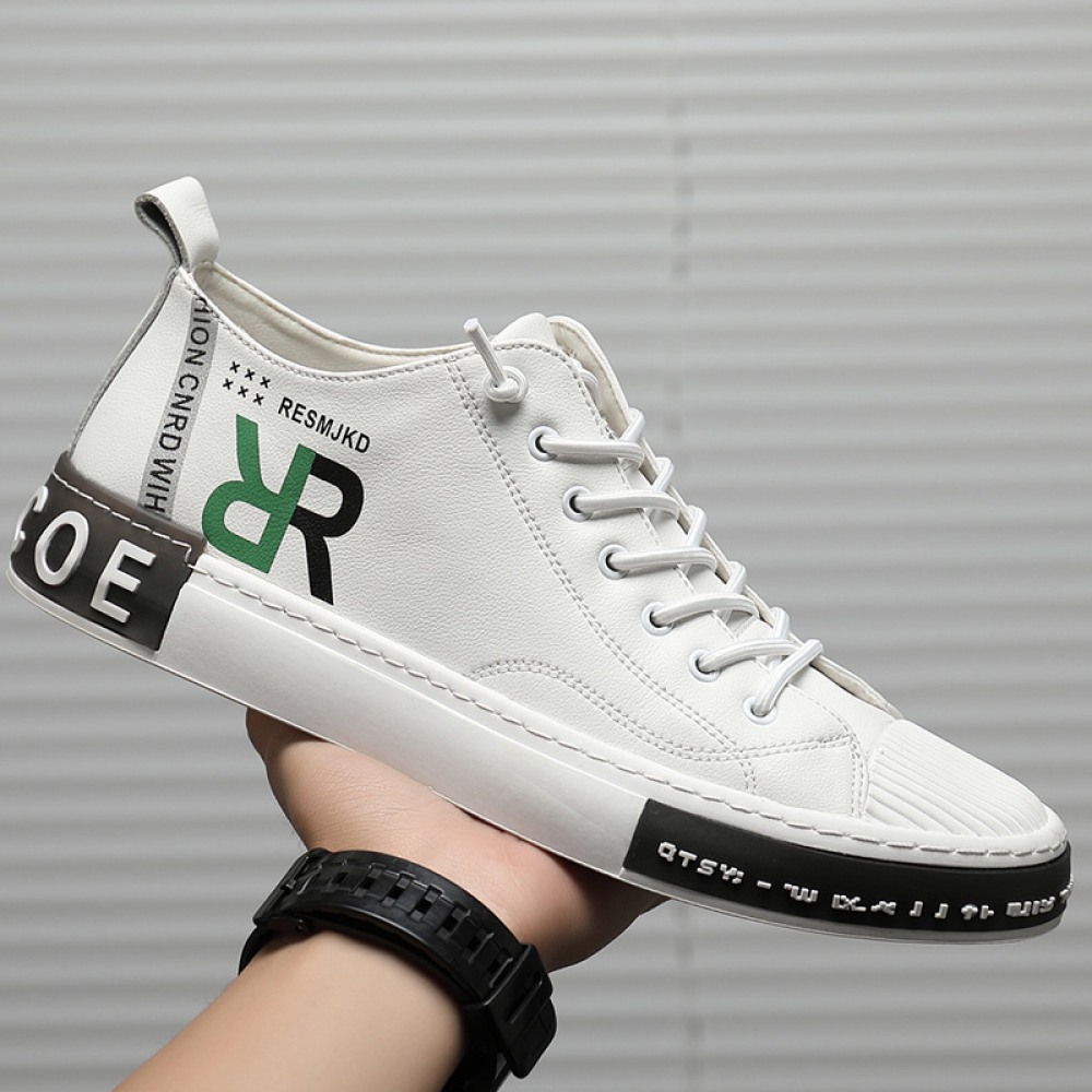 Summer Men's Soft Leather White Shell-Toe Daily Casual Shoes